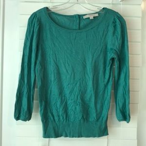 Loft teal green three quarter sleeve sweater